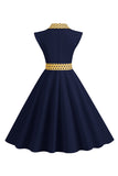 Black Polka Dots Swing 1950s Dress With Bow
