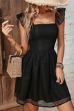 Black Square Neck Open Back Summer Dress