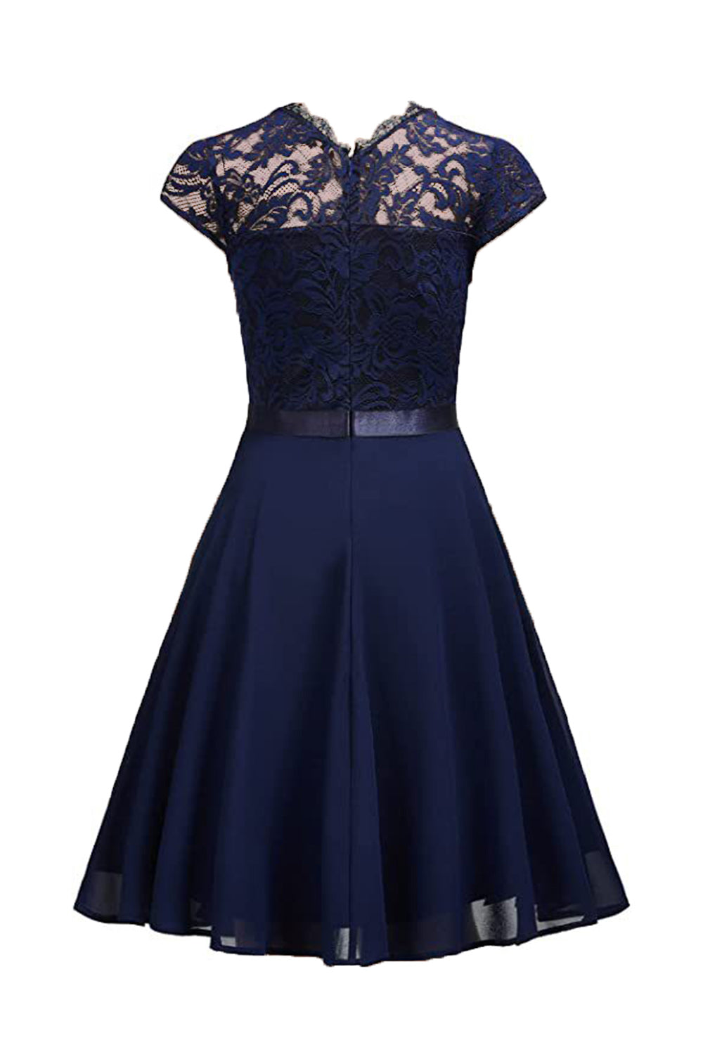 Pink A Line Lace Dress with Ruffles