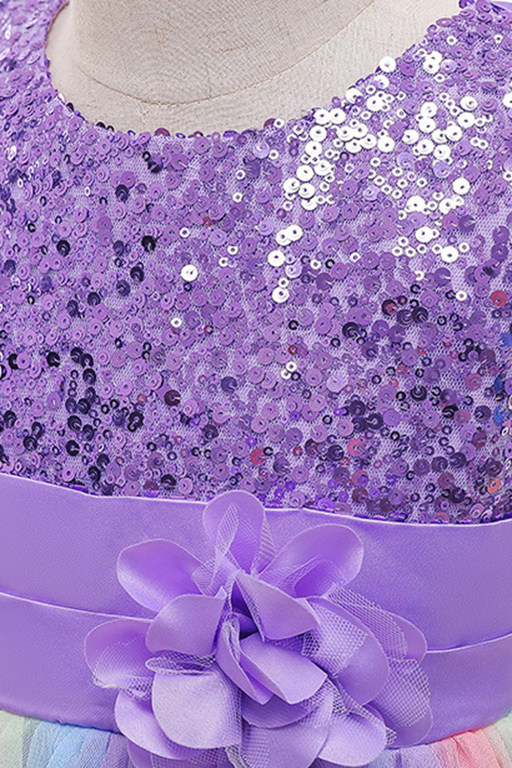 Sparkly Boat Neck Purple Girls Dresses