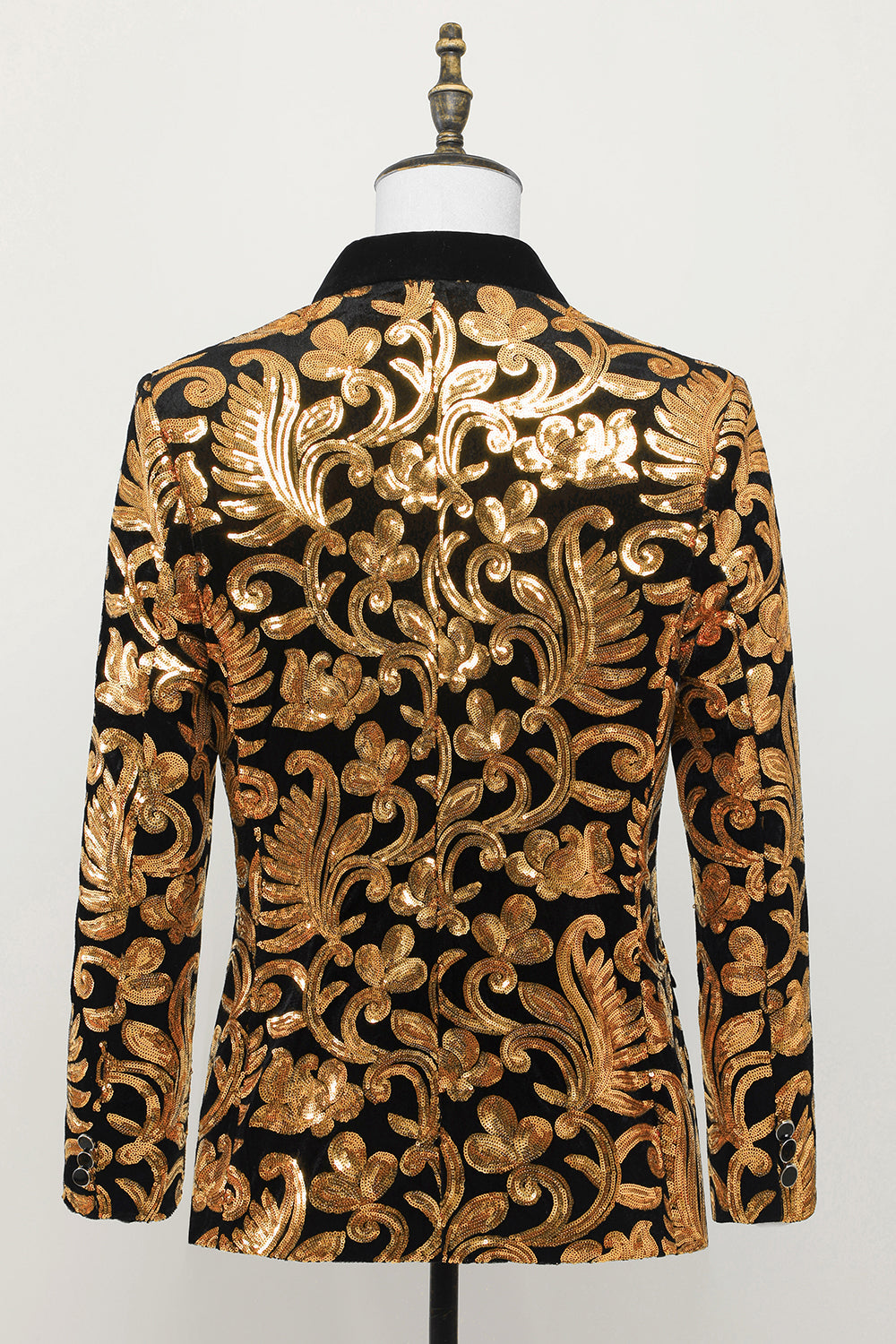 Men's Blazer Slim Fit Solid One Button Business Gold Suit Jacket