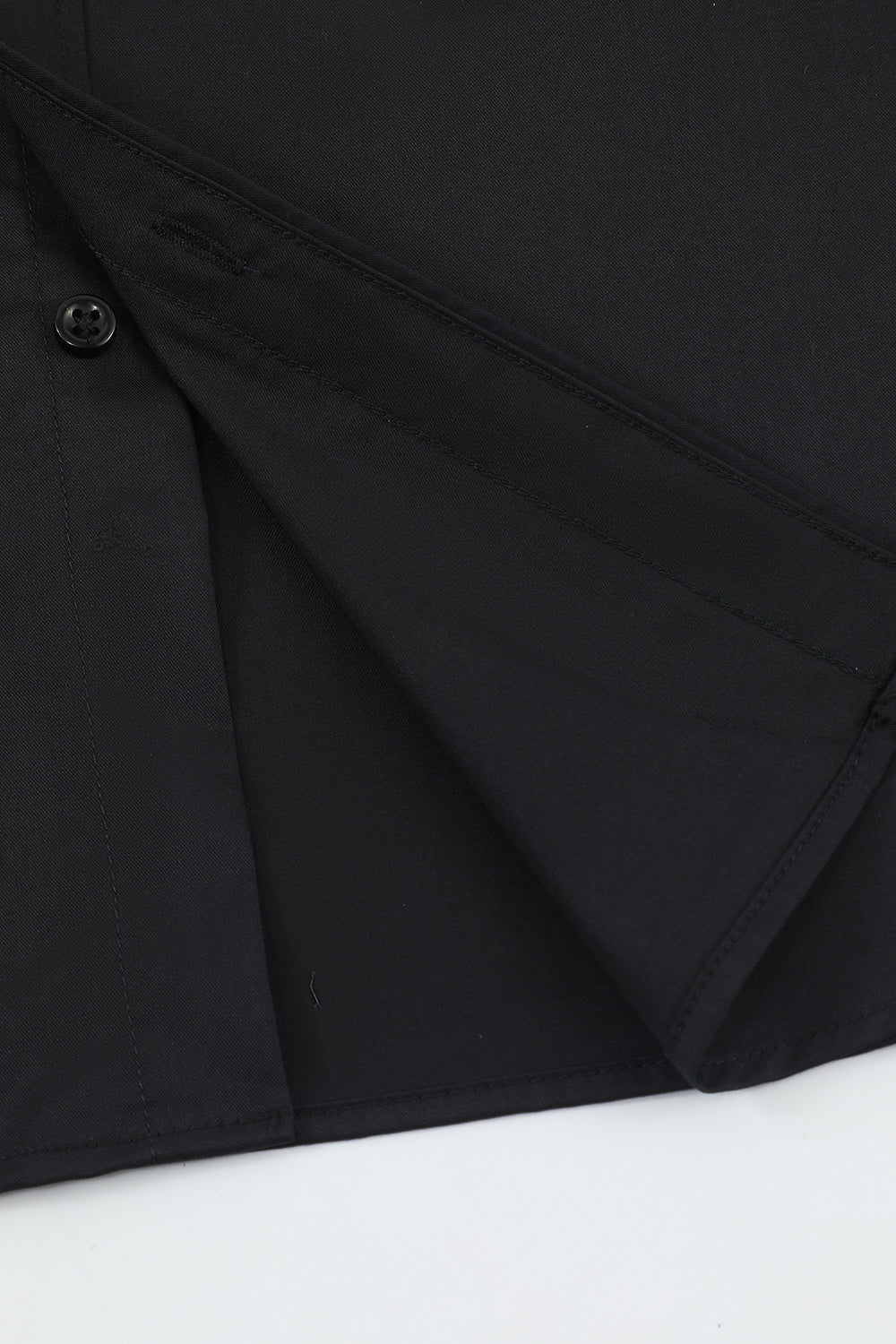 Men's Black Solid Long Sleeves Suit Shirt