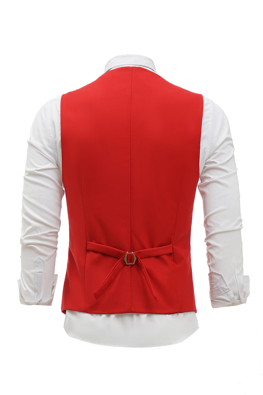 Red Single Breasted Shawl Lapel Men's Suit Vest