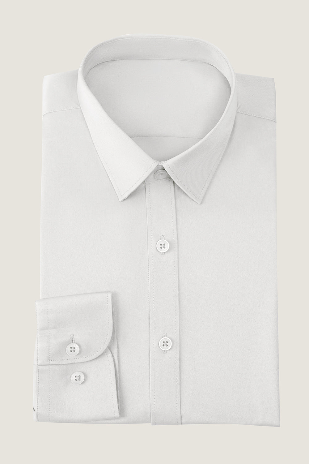 White Solid Long Sleeves Men's Suit Shirt