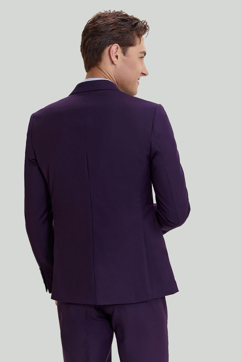 Load image into Gallery viewer, Purple Notched Lapel 3 Piece Tuxedo One Button Men&#39;s Suits