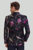 Black Jacquard Satin Notched Lapel Wedding Blazer