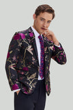 Black Jacquard Satin Notched Lapel Wedding Blazer