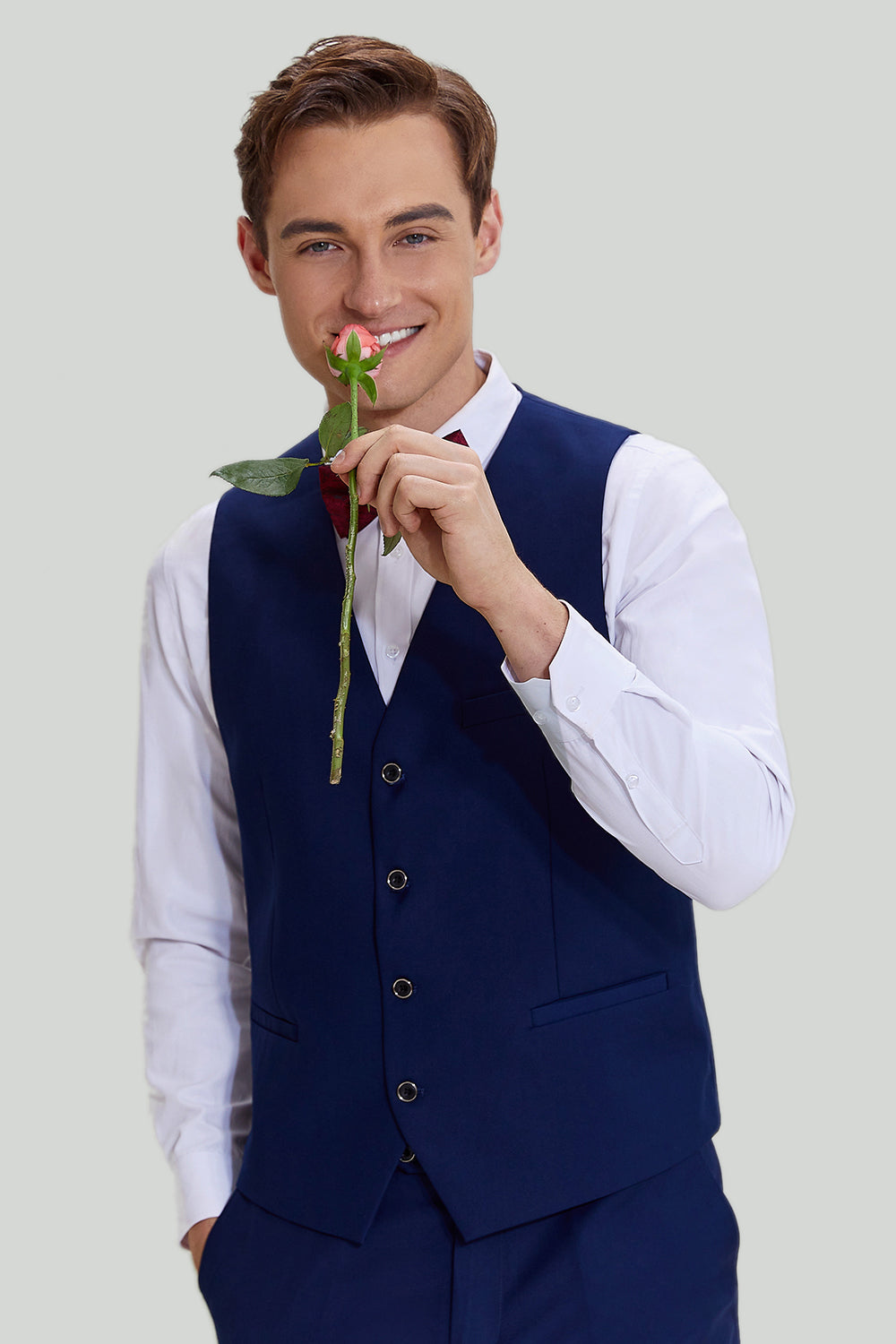 Men's Navy 3-piece Tuxedo One Button Slim Fit Wedding Suits