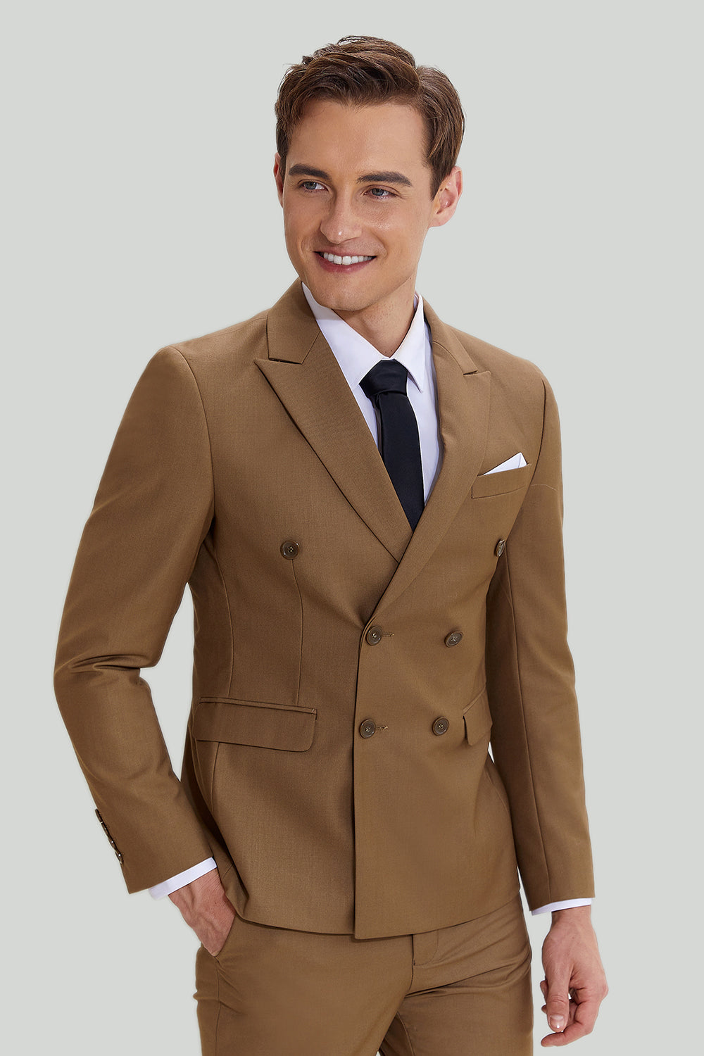 Khaki Men's 2 Piece Slim Fit Tuxedo & Suit