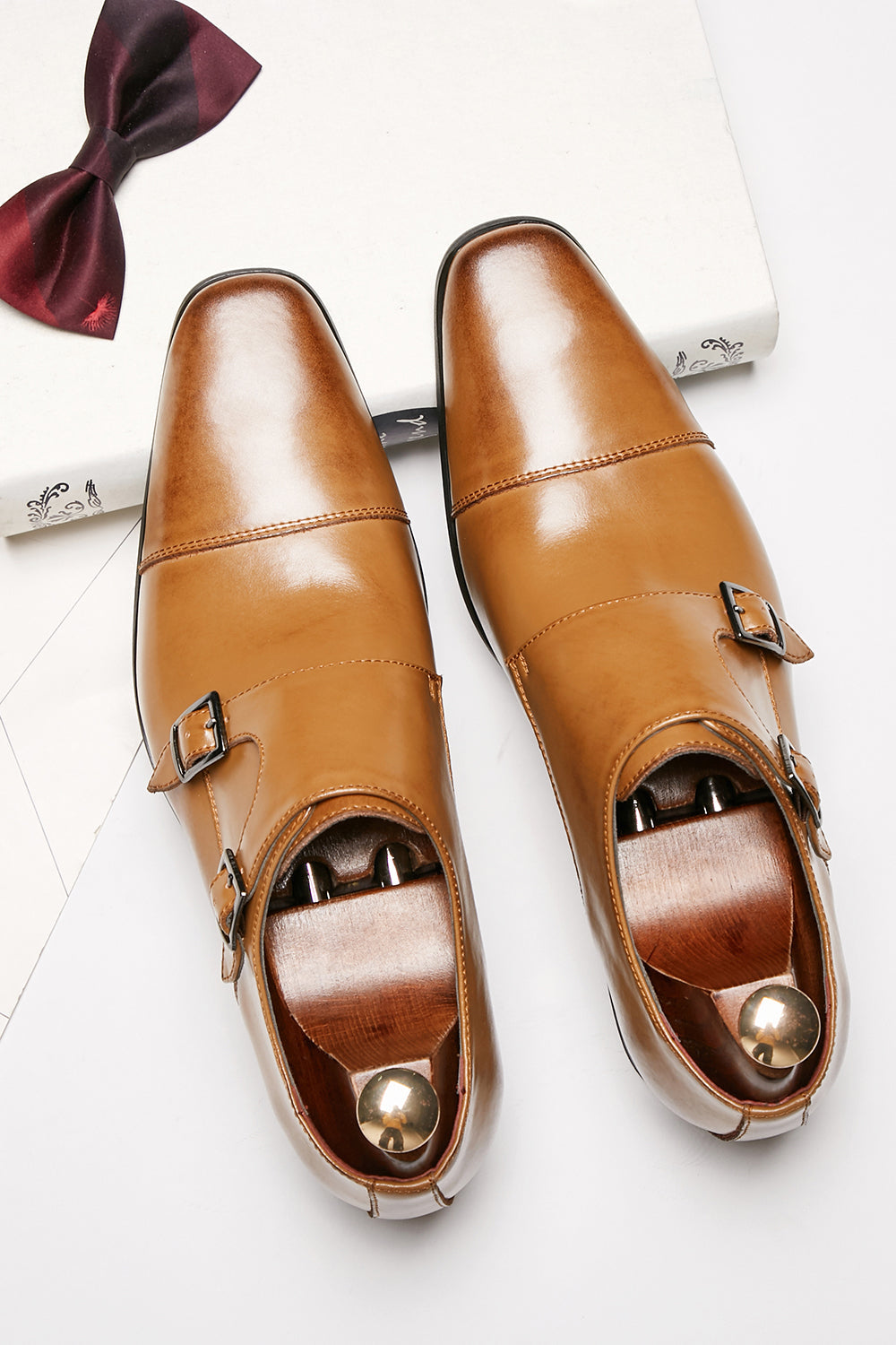 Black Monk Strap Men's Leather Slip-On Dress Shoes