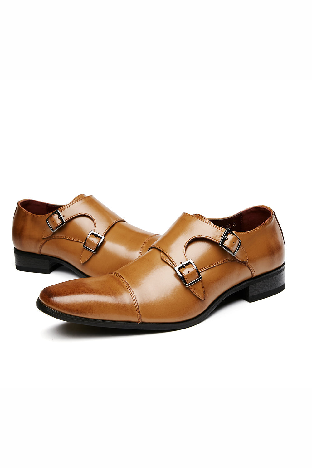Black Monk Strap Men's Leather Slip-On Dress Shoes