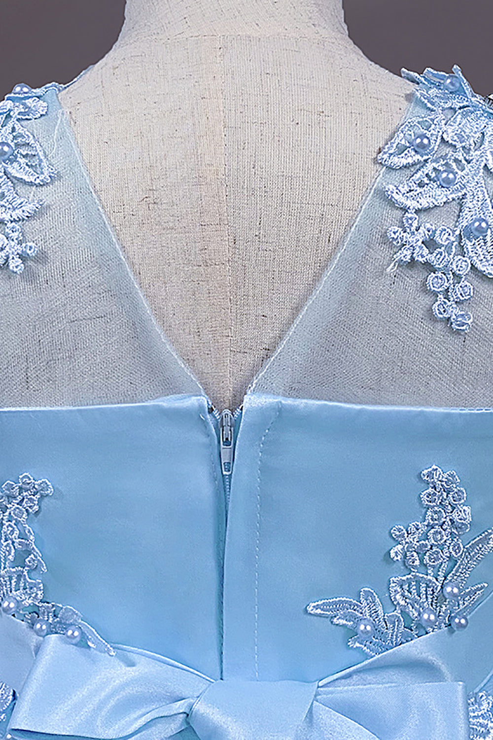 Tulle Light Blue Flower Girl Dress with Appliques