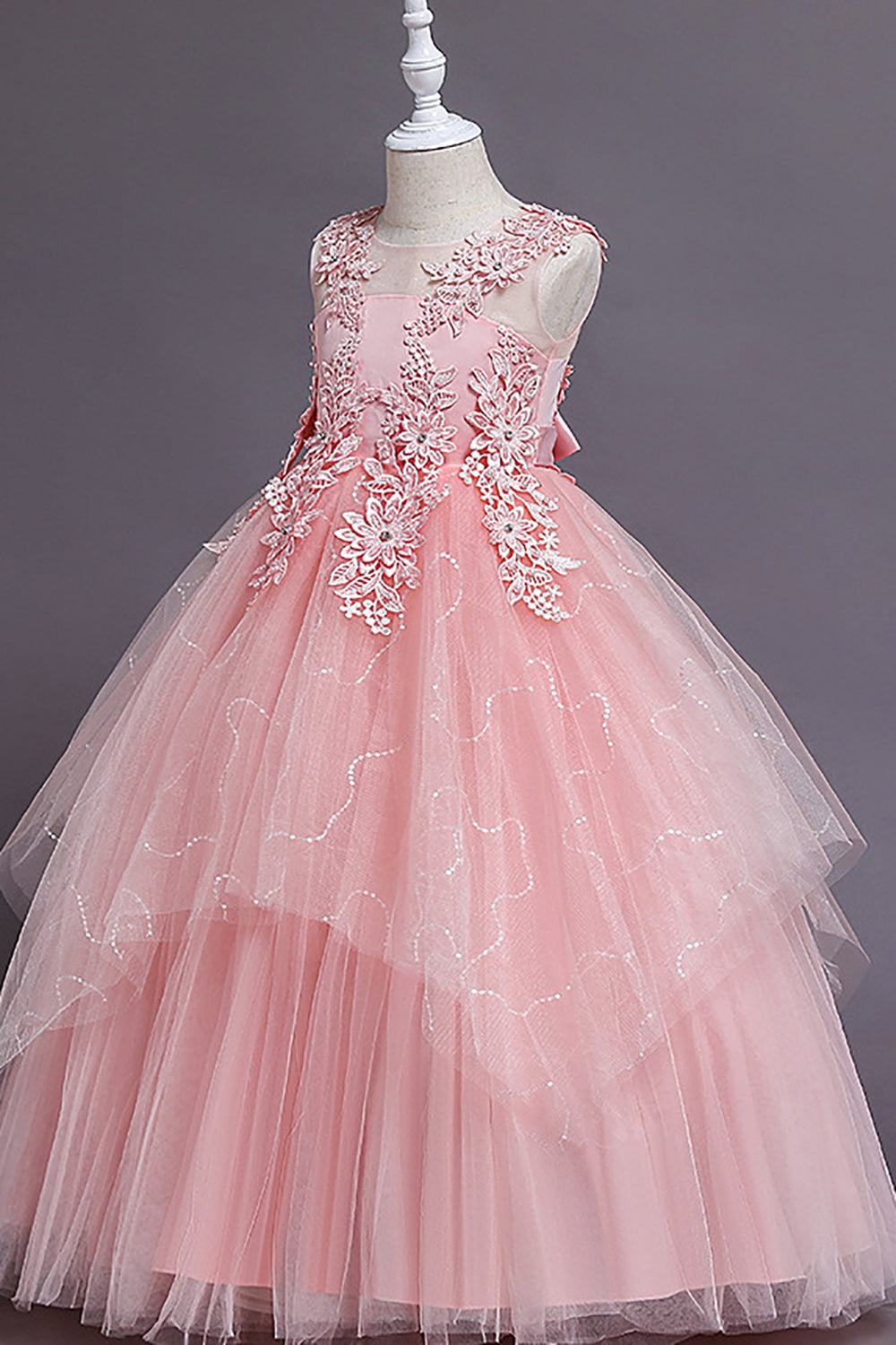 Tulle Light Blue Flower Girl Dress with Appliques