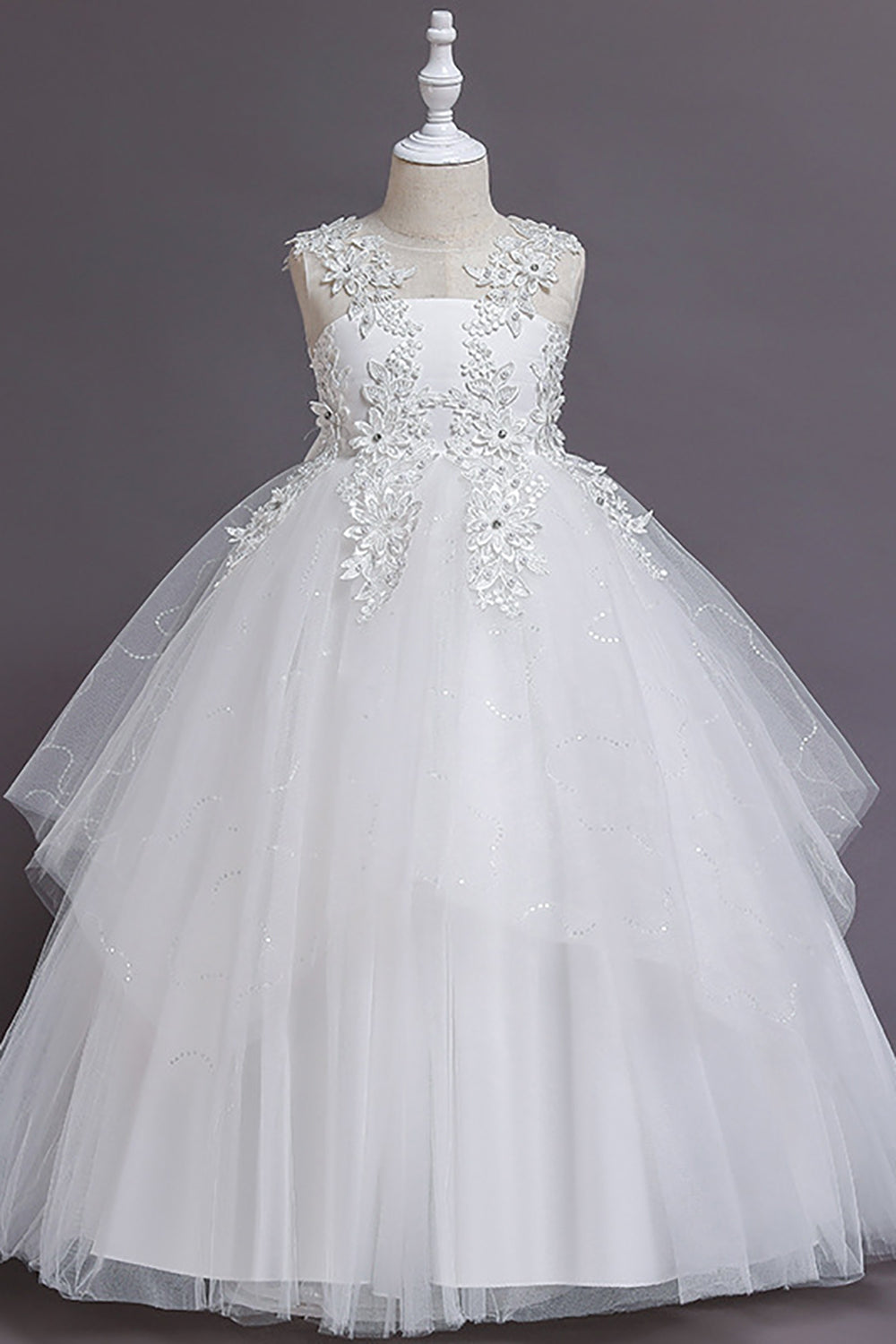 Tulle Light Blue Flower Girl Dress with Appliques