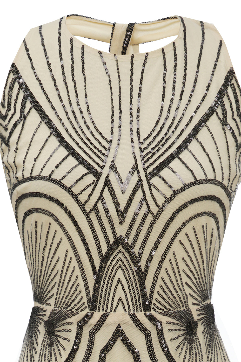 Black Gold Ivory 1920s Formal Party Dress