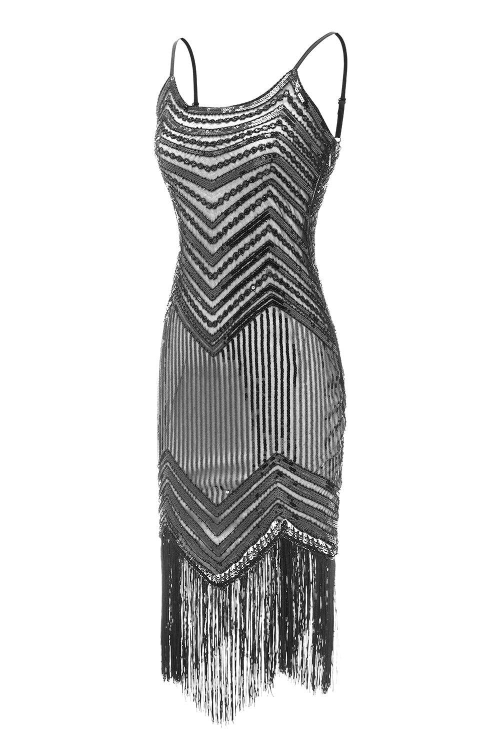 Bodycon Black Silver Sequined 1920s Dress