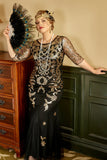 Black Golden Plus Size Sequined 1920s Dress