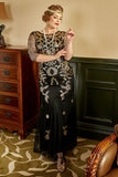 Black Golden Plus Size Sequined 1920s Dress