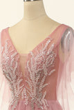 Blush Beading Tulle A-line Prom Dress