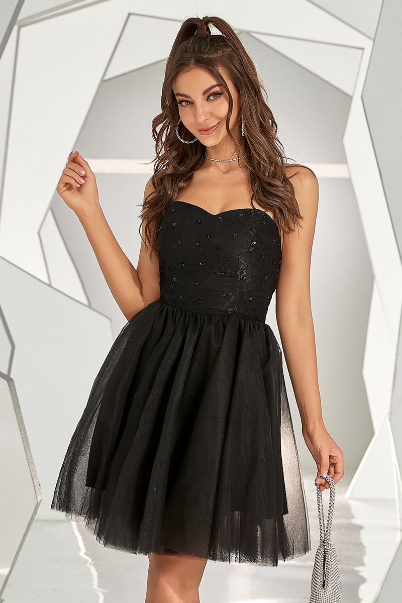 Load image into Gallery viewer, Black Sweetheart Graduation Dress