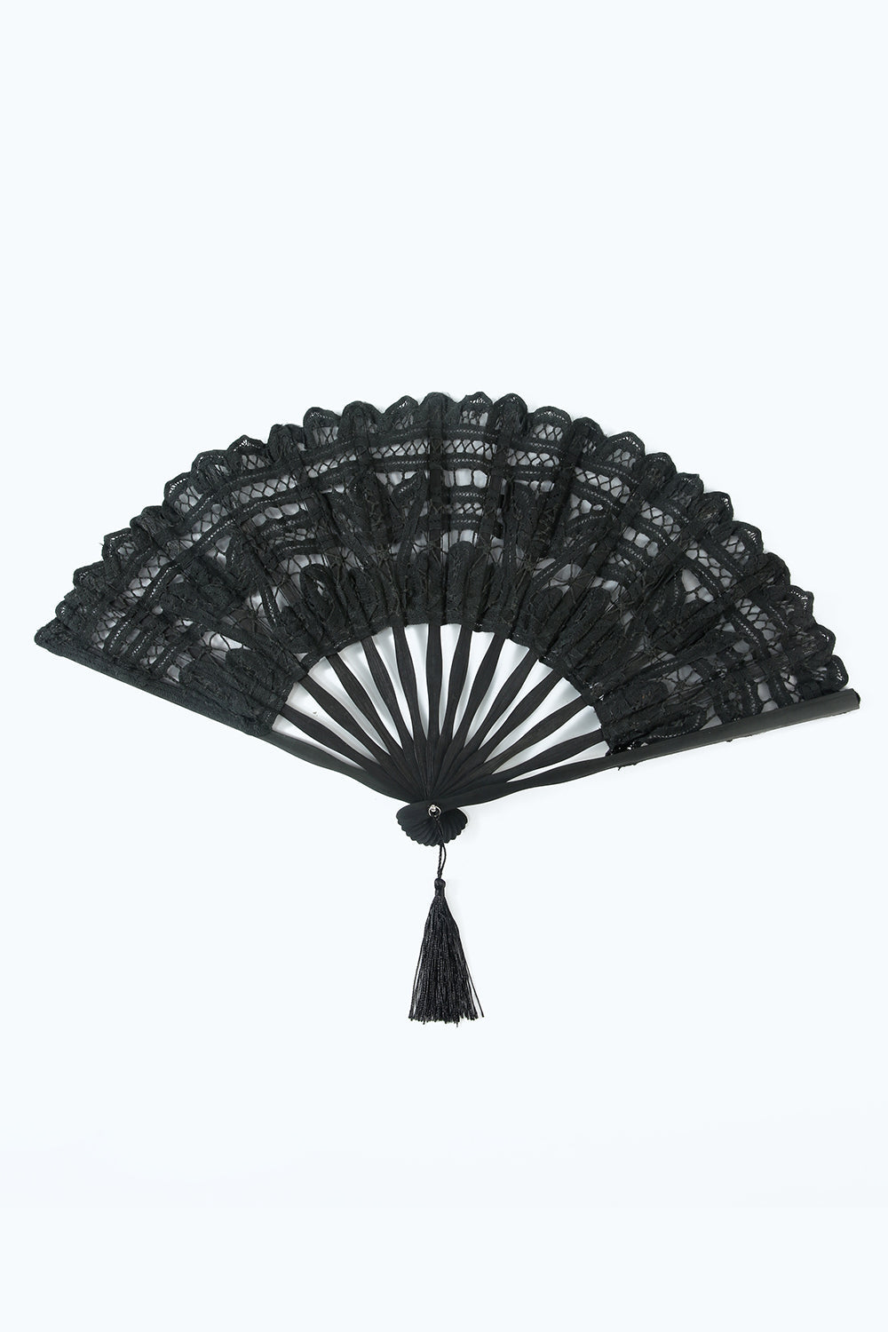 Ivory 1920s Hollow Lace Fan with Fringes