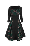 Check Printed Waist-Up Halloween Retro Dress