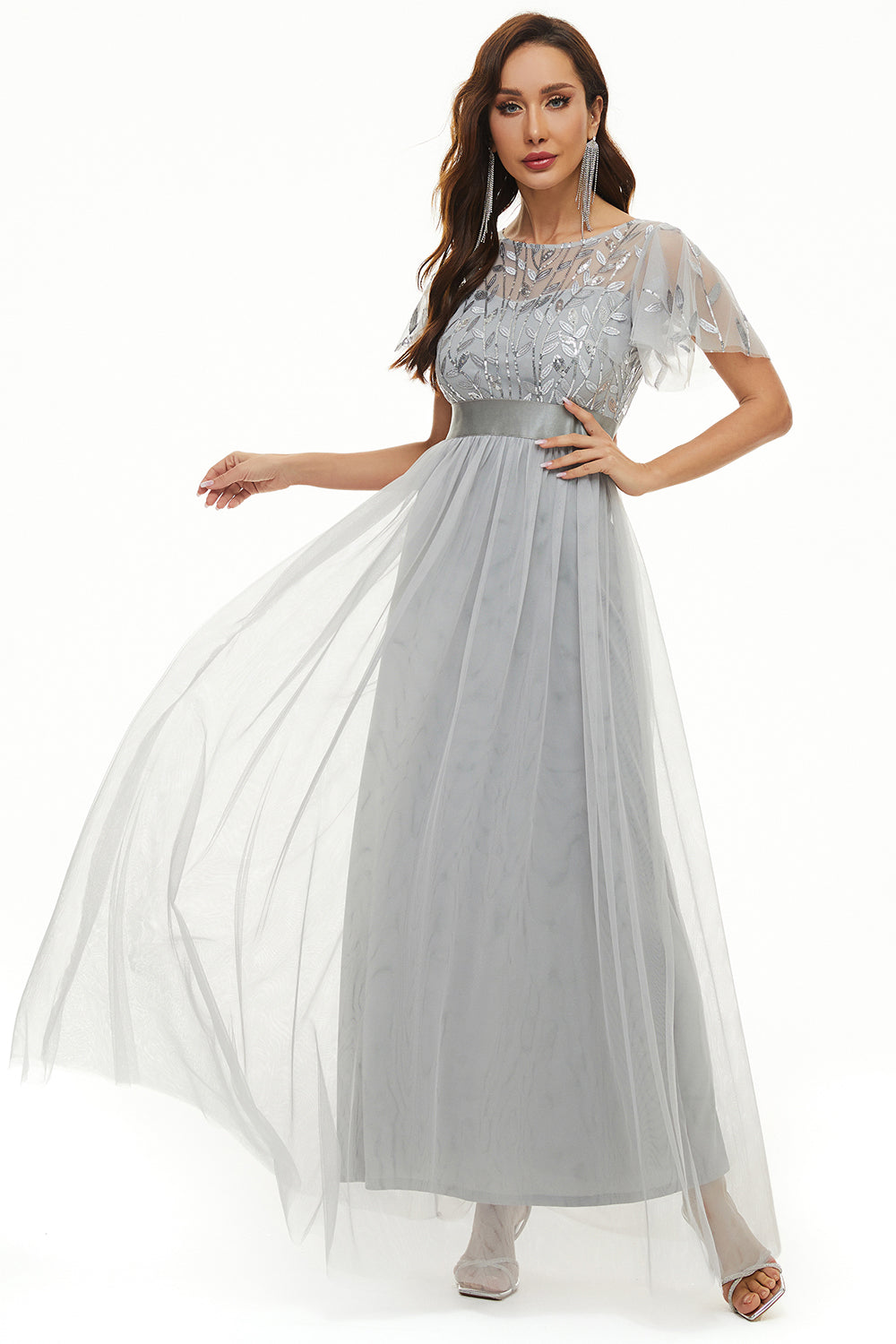 Sequins Tulle Mother of The Bride Dress