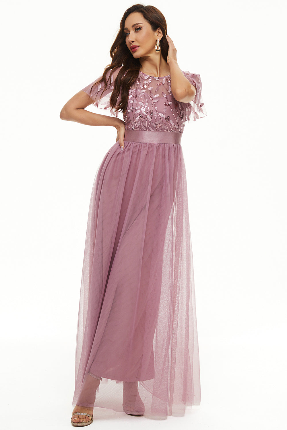 Sequins Tulle Mother of The Bride Dress