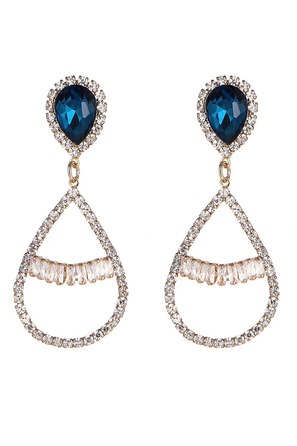 Royal Blue Beaded Prom Earrings
