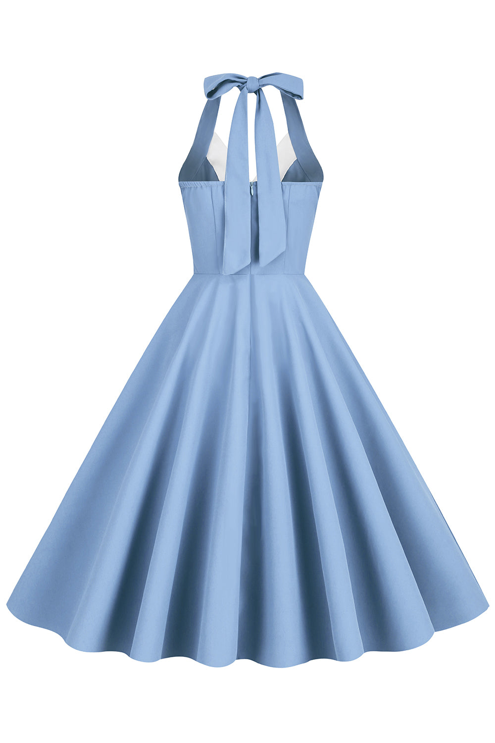 Hepburn Style Halter Neck Blue 1950s Dress