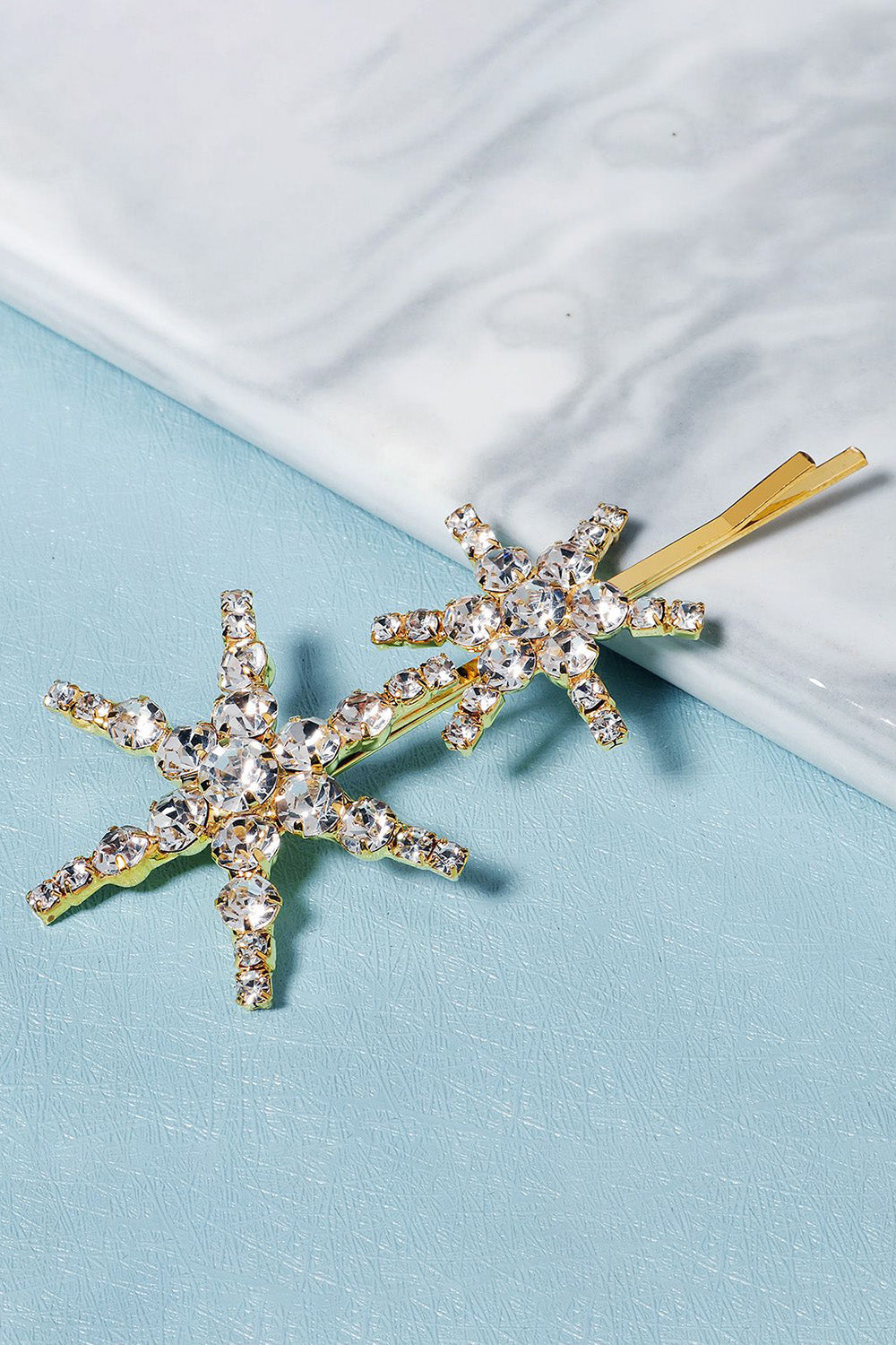 Simple Star Golden Rhinestones Hair Clip