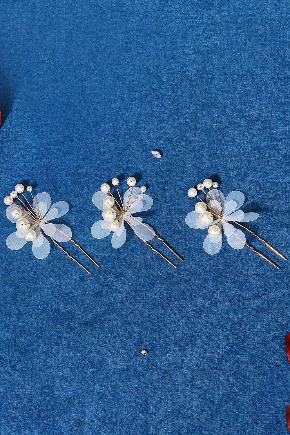Pearl Three Pieces Handmade Flower Bridal Hair Clip