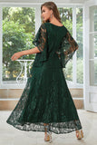 Black Batwing Sleeves Lace Wedding Guest Dress