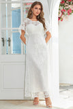 Black Batwing Sleeves Lace Wedding Guest Dress