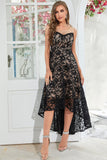 Black High-low Sleeveless Lace Dress