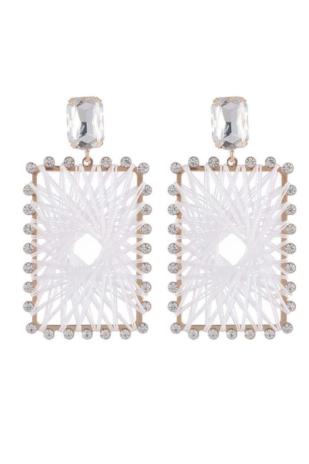 Rhinestones Square Braided Earrings