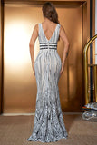 White Mermaid V-Neck Long Prom Dress
