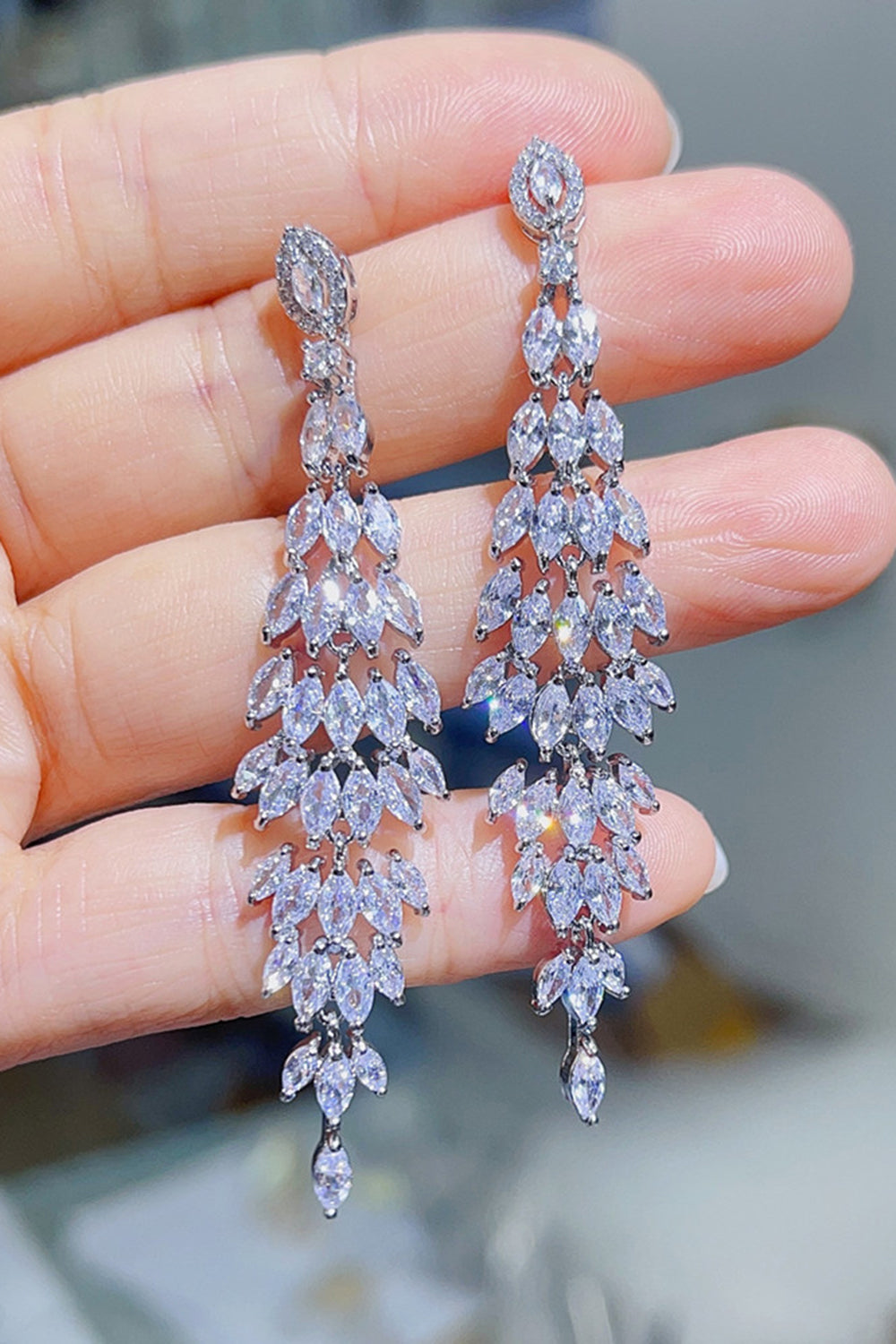 Yellow Rhinestone Dangling Earrings