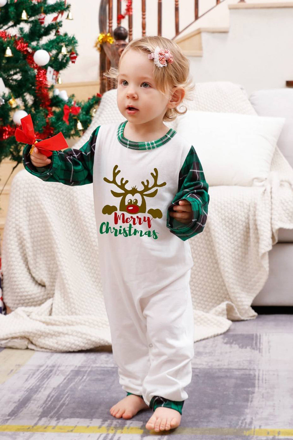 Green Plaid Family Merry Christmas Pajama Sets