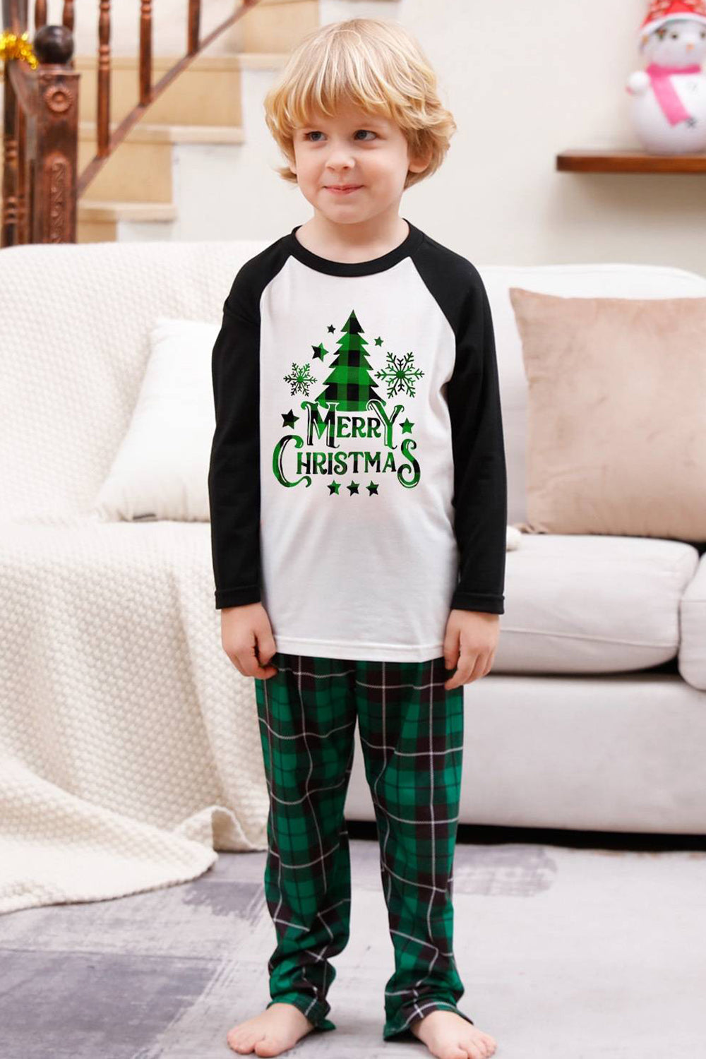 Green Plaid Family Merry Christmas Pajama Sets