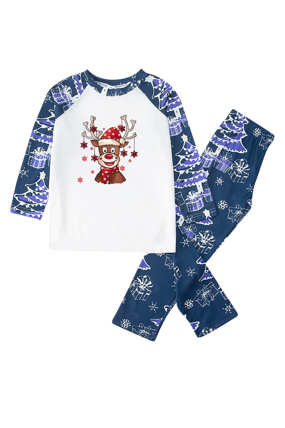 Blue Print Long Sleeves Family Christmas Pajamas