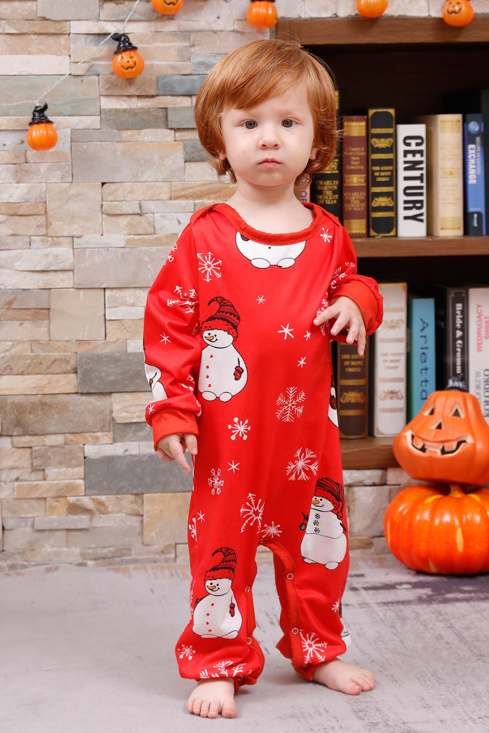 Snowman Print Red Christmas Matching Family Pajamas