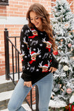 Long Sleeves Reindeer Pattern Christmas Sweater