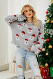 Black Christmas Santa Claus Knit Sweater with Long Sleeves