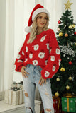 Black Christmas Santa Claus Knit Sweater with Long Sleeves