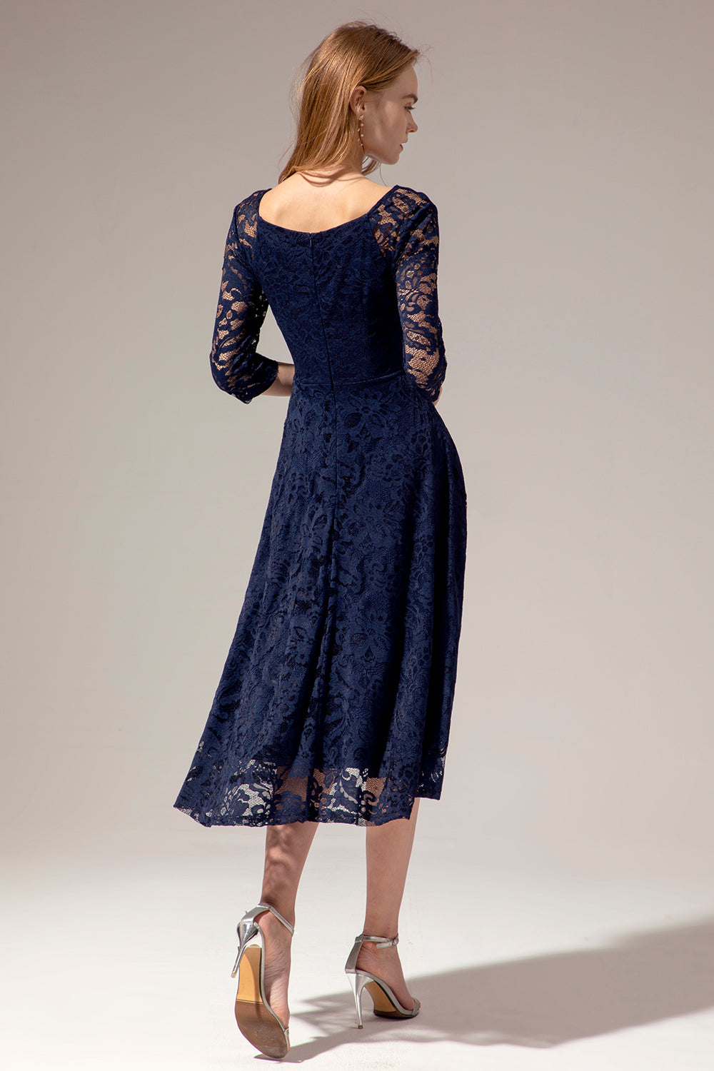 Navy Midi Lace Dress