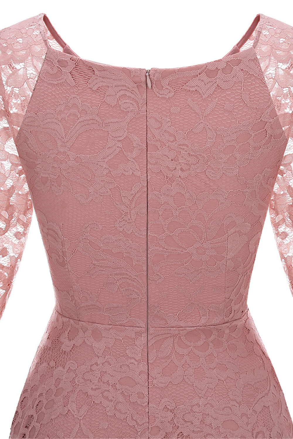 Blush V-Neck 3/4 Sleeves Lace Party Dress