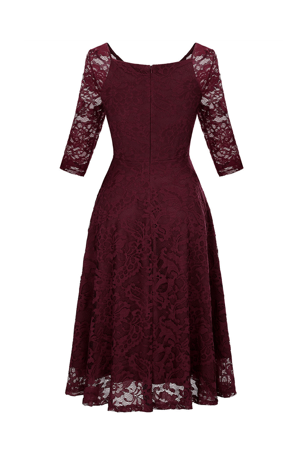 Blush V-Neck 3/4 Sleeves Lace Party Dress