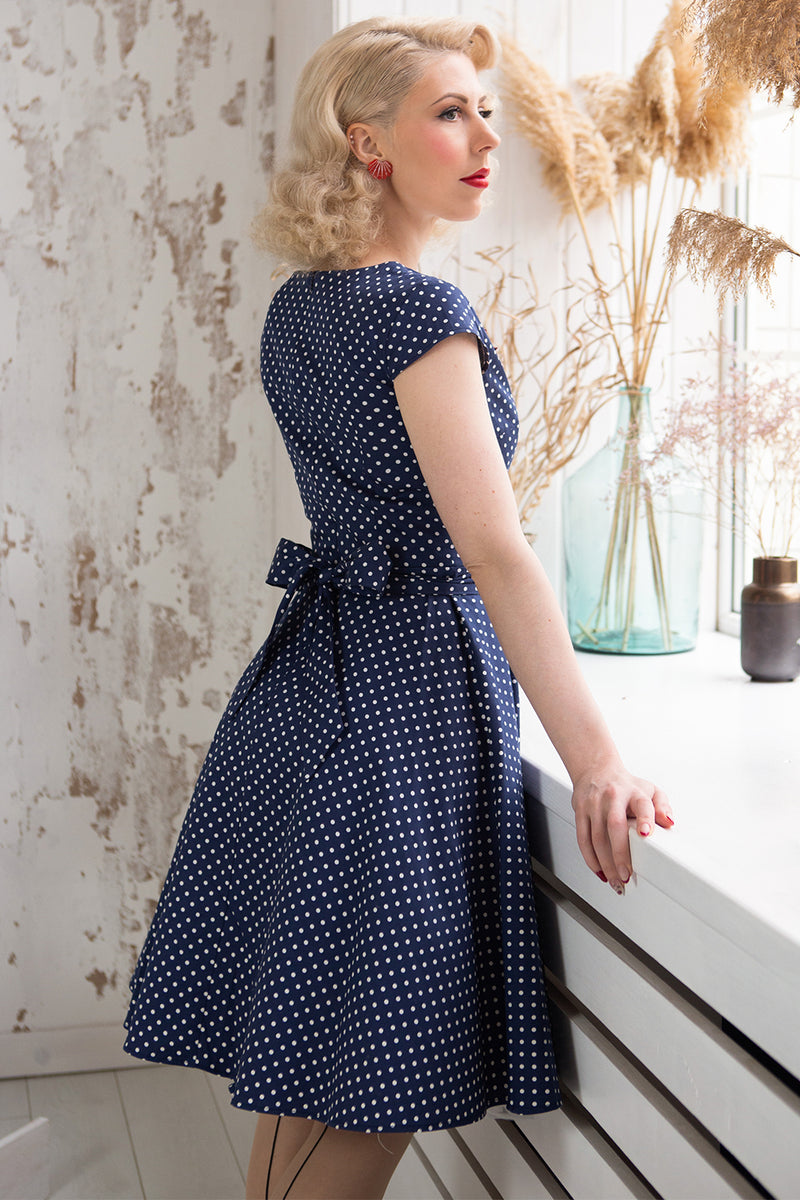 Navy polka dot outlet swing dress