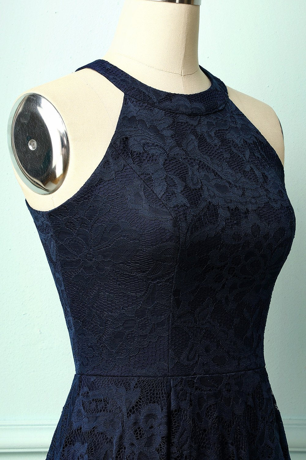 Asymmetric Navy Lace Dress